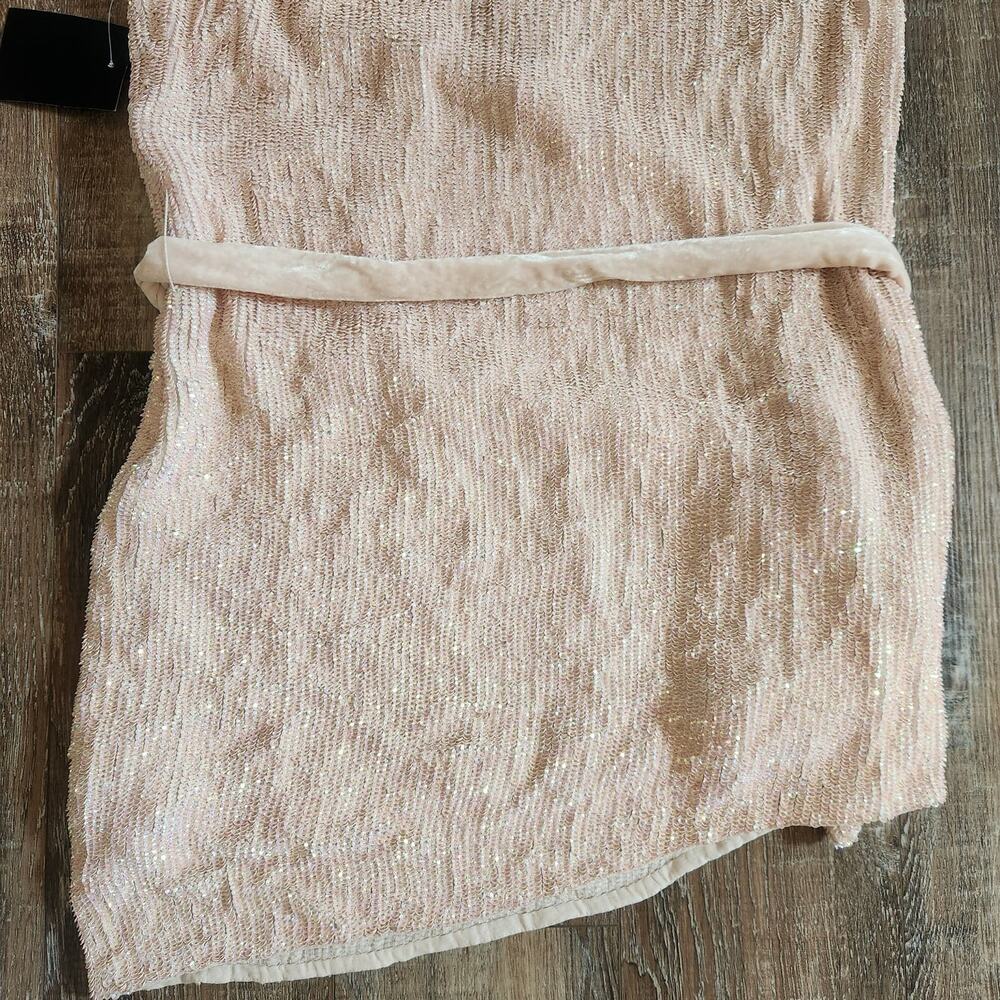 Retrofete Ella Sequin Dress in Taffy Pink Size XL One Shoulder Belt NWT - Picture 7 of 10